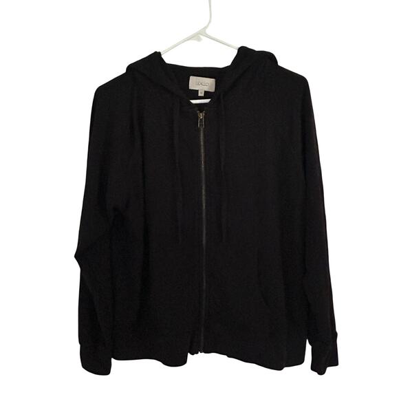Leallo Women's Weathered Black Full Zip Drawstring Hoodie Jacket M Medium - Picture 1 of 8